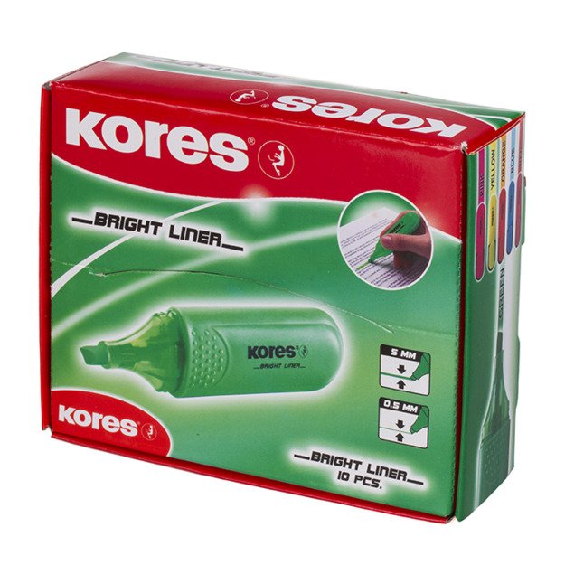 Teksto žymeklis KORES BRIGHT LINER, žalia 3