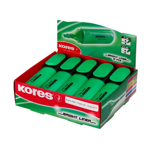 Teksto žymeklis KORES BRIGHT LINER, žalia 2
