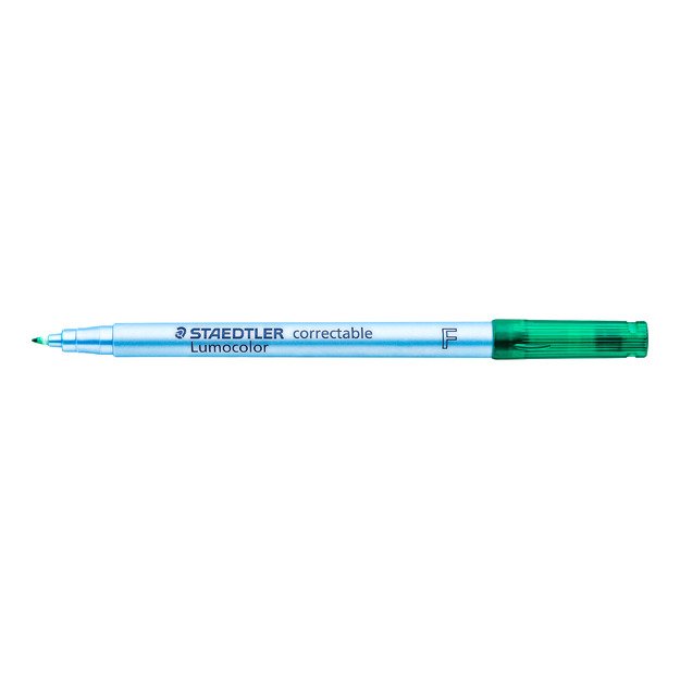 Sauso valymo koreguojamasis žymeklis STAEDTLER Lumocolor F, 0,6 mm brėžis, žalia sp. 1