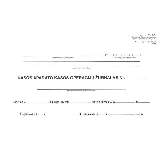 Kasos operacijų žurnalas, horizontalus, A4+, 3-jų dalių virš.