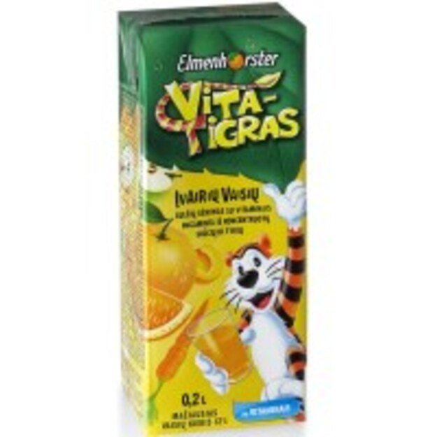 Įvairių vaisių sulčių gėrimas ELMENHORSTER Vita Tigras, su vit. 0,2 l