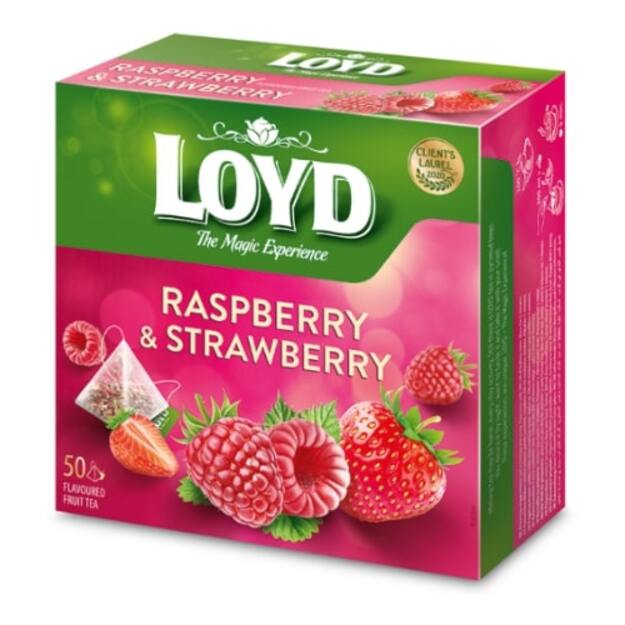Vaisinė arbata LOYD, aviečių ir braškių skonio, 50 x 2g