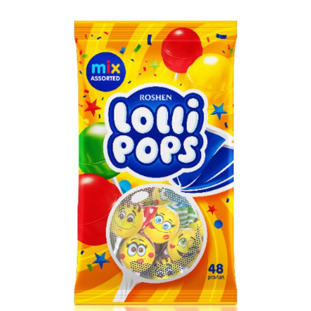 Karameliniai saldainiai ROSHEN Lolipops, kokteilių skonio, 0,92 kg