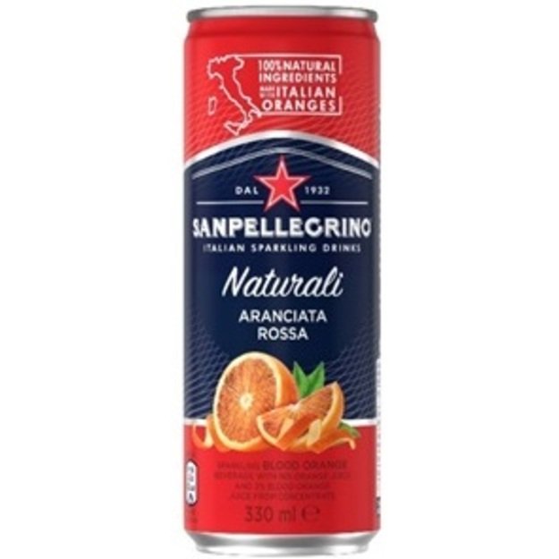 Gaivusis gazuotas gėrimas SAN PELLEGRINO Aranciata Rossa, 0.33l, skardinė, D