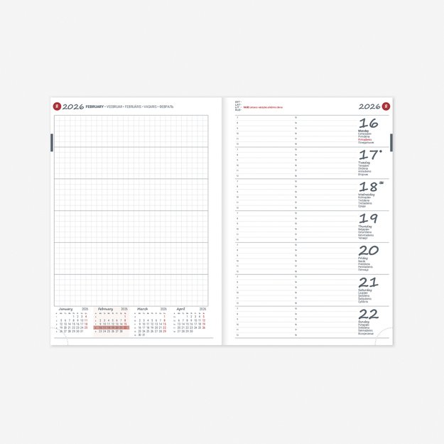 Kalendorius Unika Week 2026, A5, PVC Vyšninė sp. 1