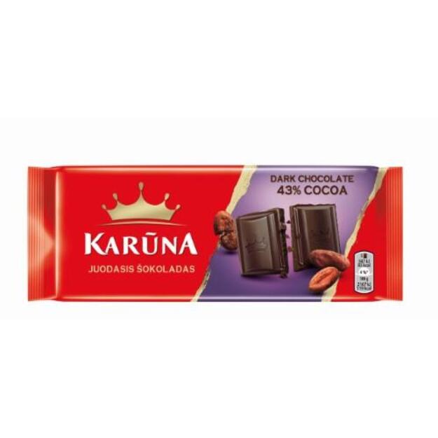 Šokoladas KARŪNA, juodasis, 80 g NEW