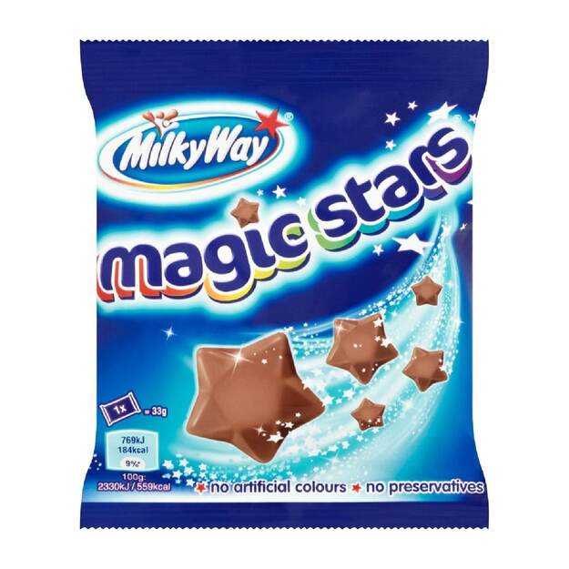 &Scaron;okoladiniai saldainiai MILKY WAY, Magic stars, 33g