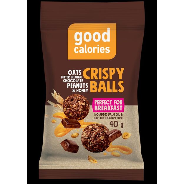 Skrudintų avižų užkandis GOOD CALORIES, su Belgišku šokoladu, 40 g