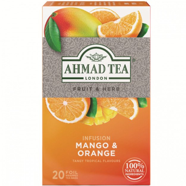 Ahmad Tea Natūrali arbata   Mango & Orange  , 20 folijos pakelių 3