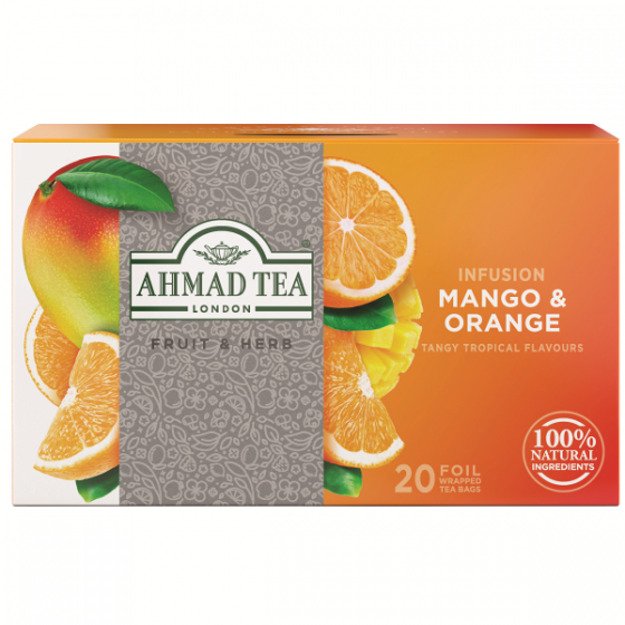 Ahmad Tea Natūrali arbata   Mango & Orange  , 20 folijos pakelių 1