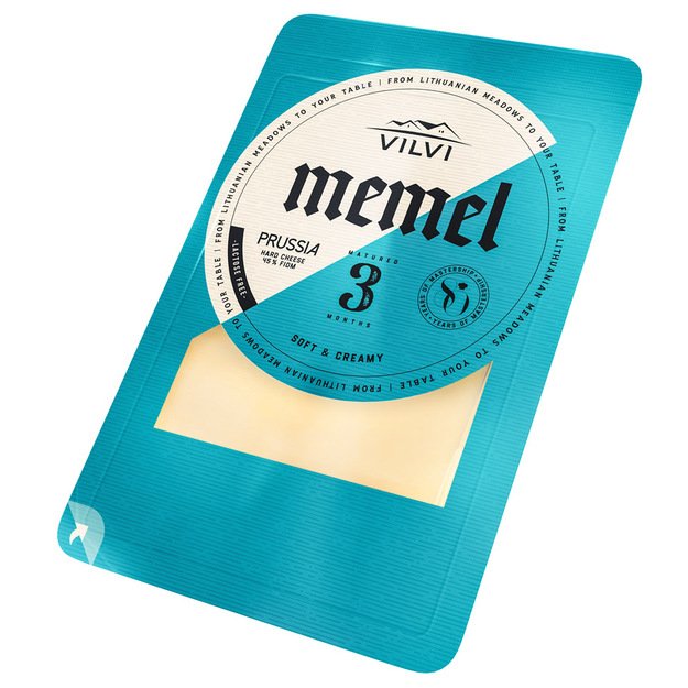 Kietasis sūris MEMEL Prussia 3 mėn., 45%, RSM, riekutėmis, 0,15 kg