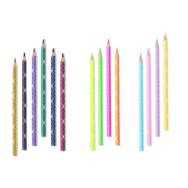 Spalvoti pie&scaron;tukai KORES KOLORES STYLE, tribriauniai, 3mm, 15 spalvų (2 metalizuotos spalvos ir 1 neoninė) 2
