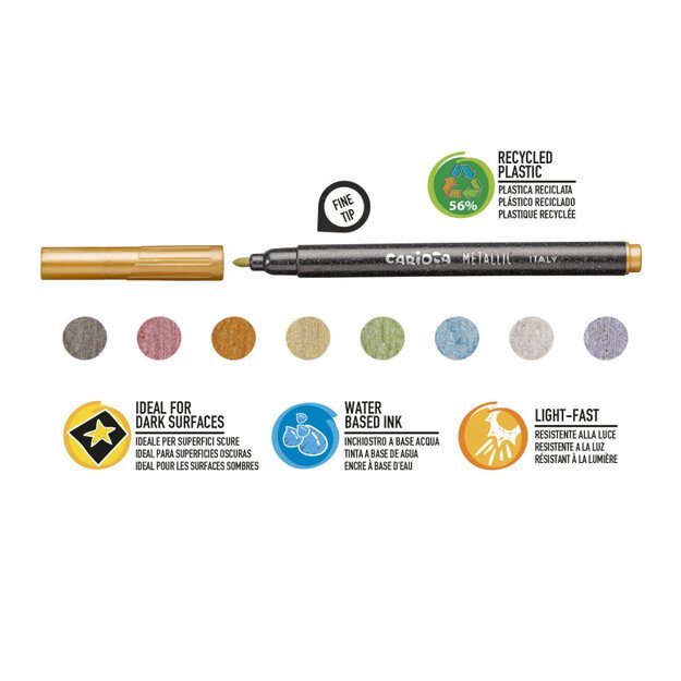 Flomasteriai CARIOCA Metallic FineMarkers, 8 vnt. 2
