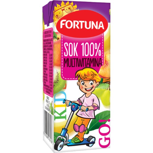 Multivitaminų sultys FORTUNA, Mergaitė, 100%, 0,2 l