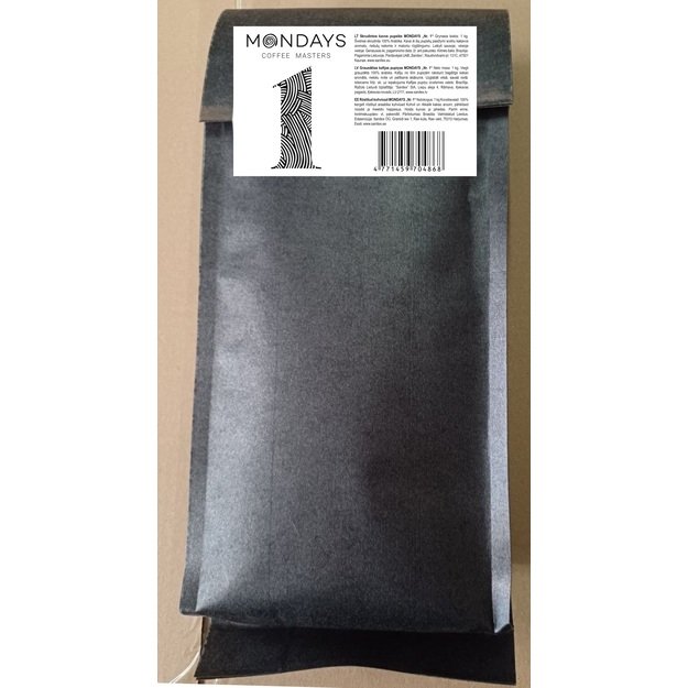 Kavos pupelės MONDAYS Nr.1, 100% Arabica, švelniai skrudinta, 1 kg