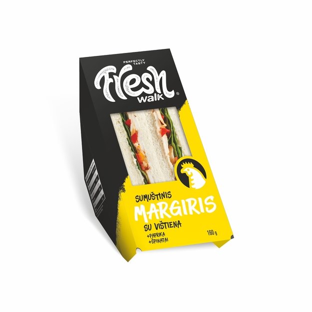 Trikampis sumuštinis MARGIRIS, su vištiena, paprika ir špinatais, 160g