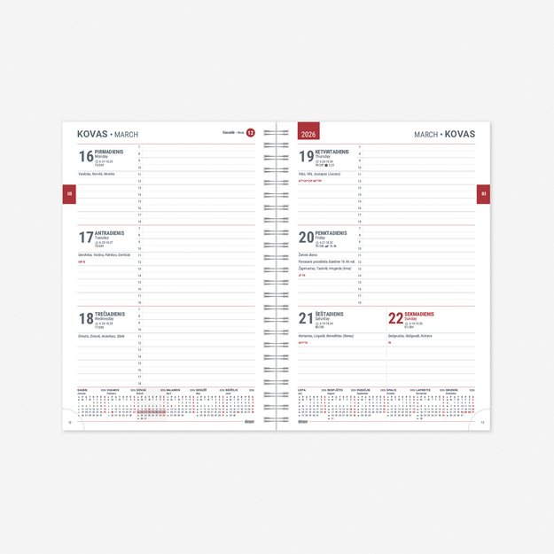 Kalendorius MANAGER Spirex Week 2026, A5, PU, tamsiai žalia 2