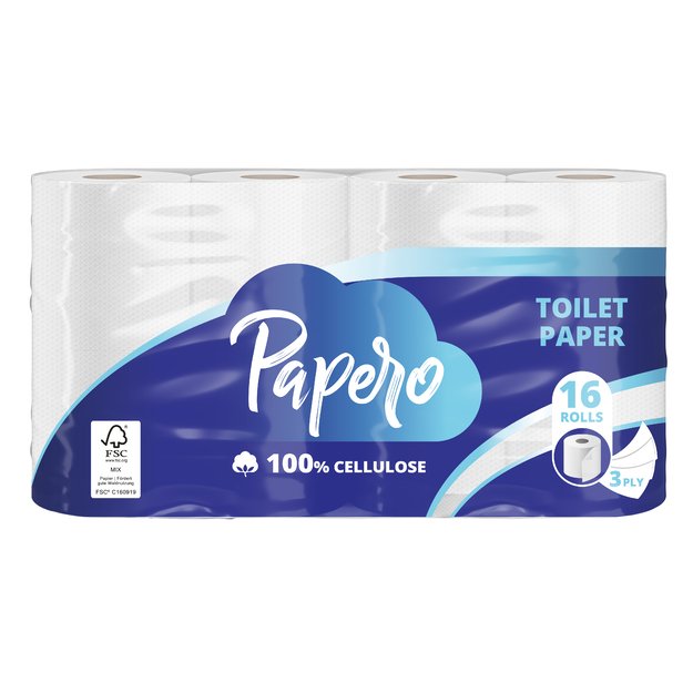 Tualetinis popierius PAPERO, 3 sluoksnių, 16 vnt.