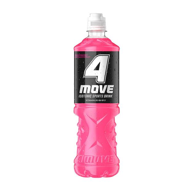Izotoninis gėrimas 4 MOVE, aviečių ir drakono vaisių skonio, 750 ml.