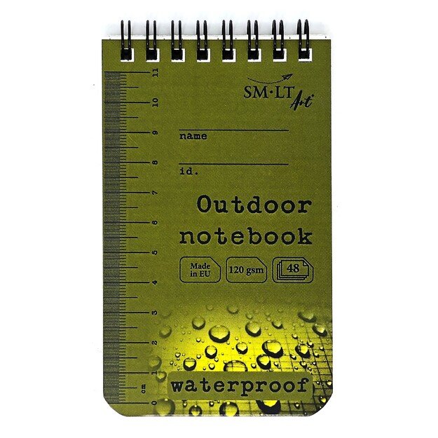 Užra&scaron;ų knygutė SMLT, 125x75mm, 120gsm, 48 lapai, langeliais, vandeniui atsparus popierius