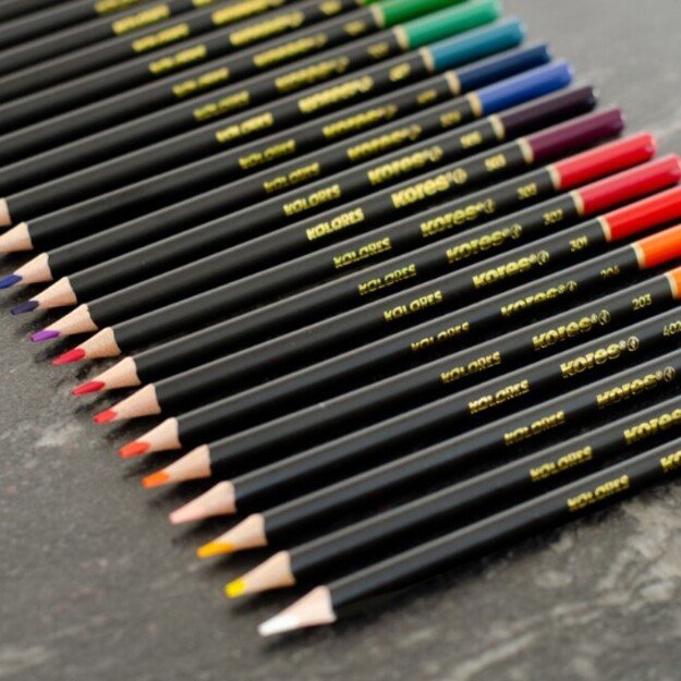 Spalvotų pieštukų rinkinys KORES KOLORES, metalinėje dežutėje, 50 vnt. 1