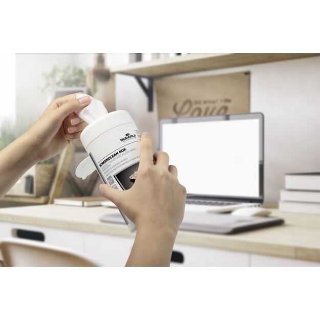 Servetėlės kompiuterio ekranui valyti DURABLE Screenclean, 100 vnt., šlapios 3