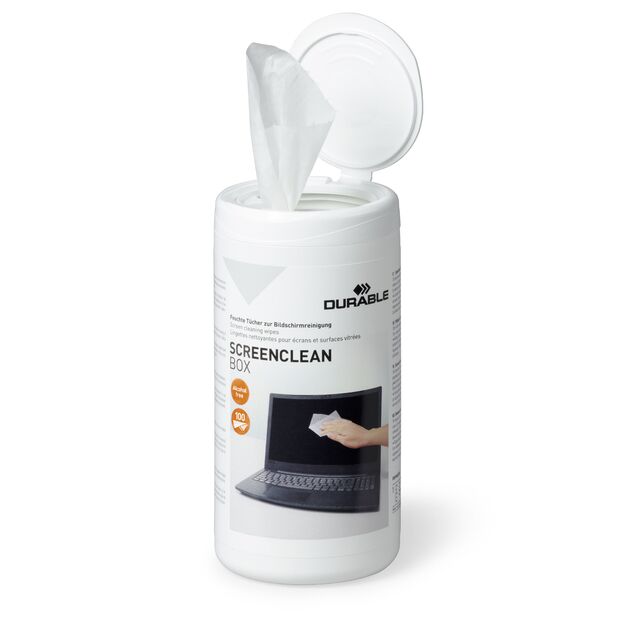 Servetėlės kompiuterio ekranui valyti DURABLE Screenclean, 100 vnt., &scaron;lapios 1