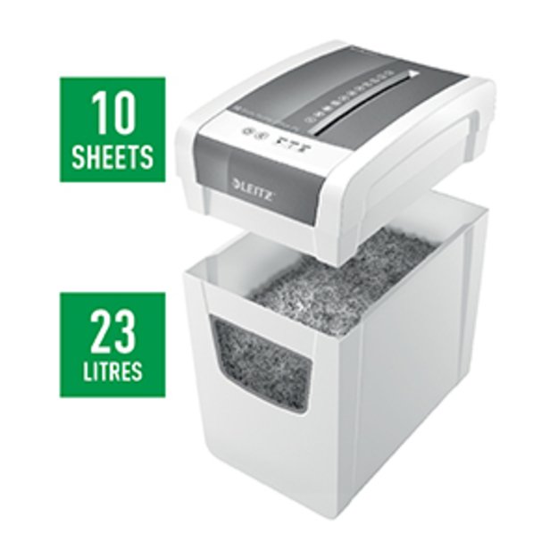 Dokumentų naikiklis LEITZ IQ Slim Home Office, P4, 23L, 4x28mm, 10 lapų 10