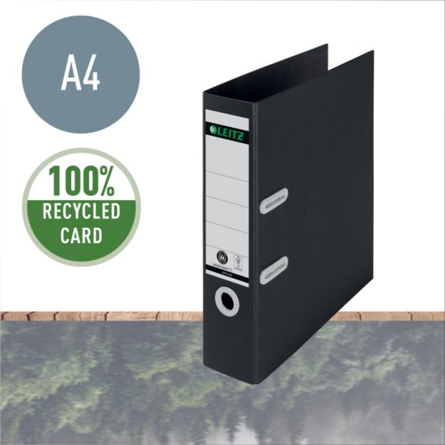 Segtuvas LEITZ 180° Recycle, A4, 80mm, juoda 2