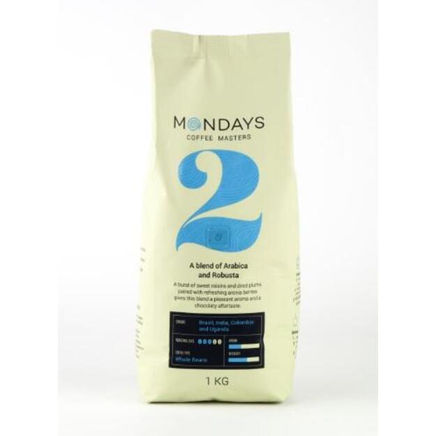 Kavos pupelės MONDAYS Nr.2, Arabica and Robusta, 1 kg