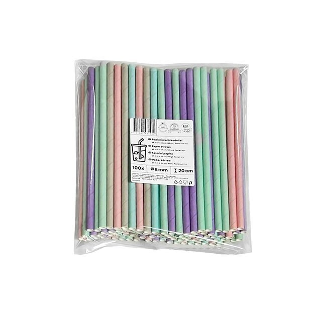 Popieriniai &scaron;iaudeliai, pasteliniai, D 8 mm, L 20 cm, 100 vnt