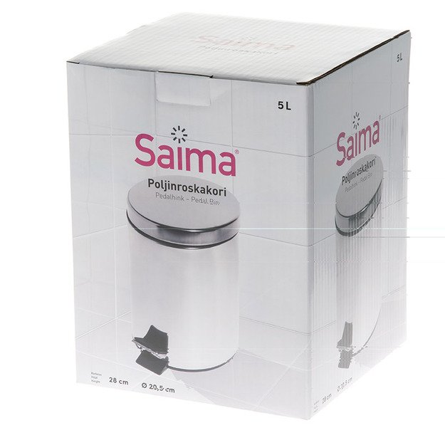&Scaron;iuk&scaron;lių dėžė SAIMA, su pedalu, 5 L, sidabro sp. 2
