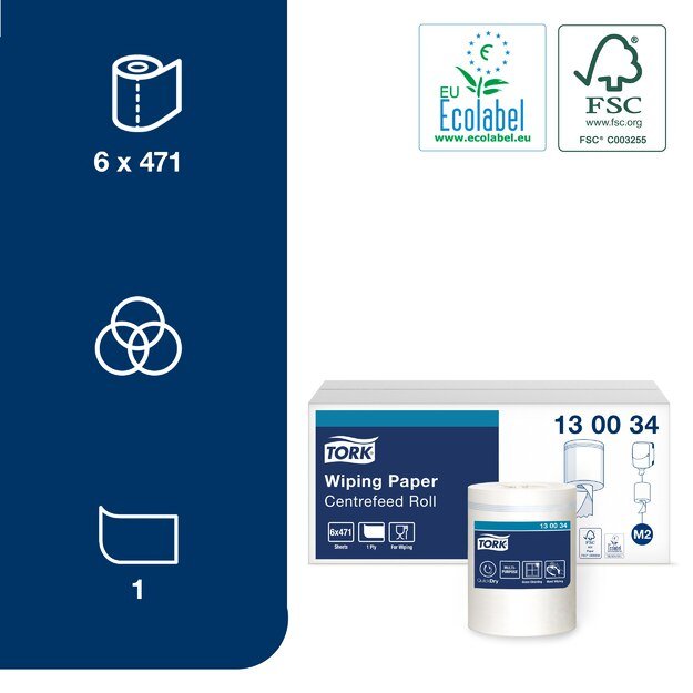 Popieriniai rankšluosčiai TORK ADVANCED M2, 130034, 1 sl., 19.5 cm x 165 m, balta sp. 3