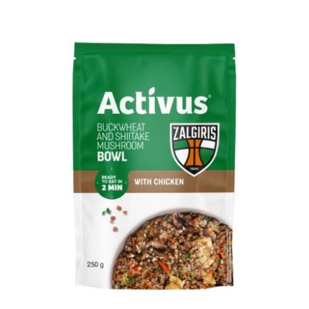 Grikiai ACTIVUS&ŽALGIRIS su vi&scaron;tiena ir &scaron;itakių grybais, mai&scaron;elyje,250g