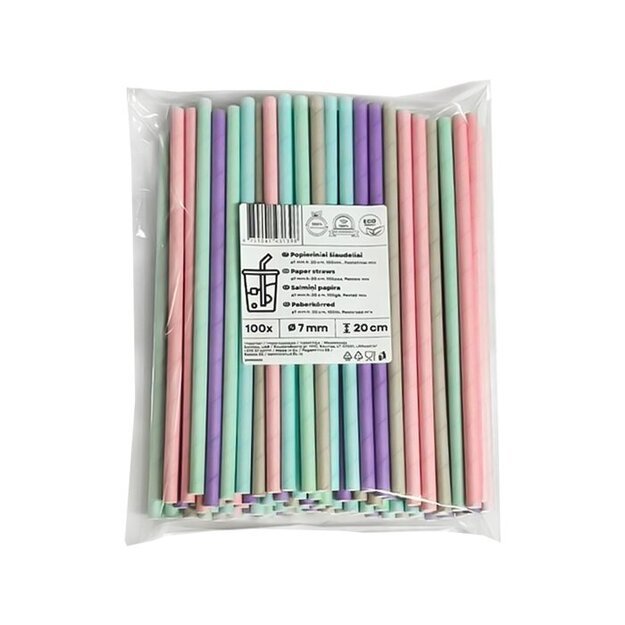 Popieriniai &scaron;iaudeliai, pasteliniai, D 7 mm, L 20 cm, 100 vnt