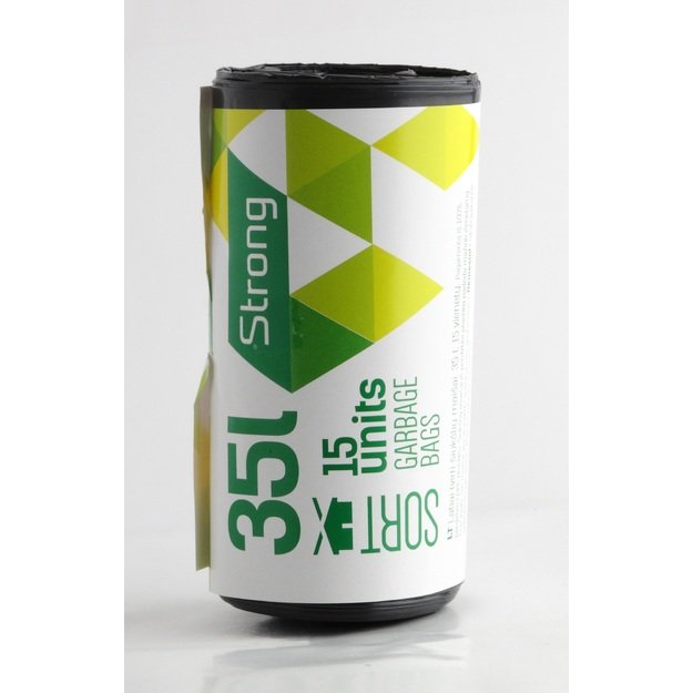 Maišas šiukšlėms SORTEX, juodas 35 L x 15 vnt.