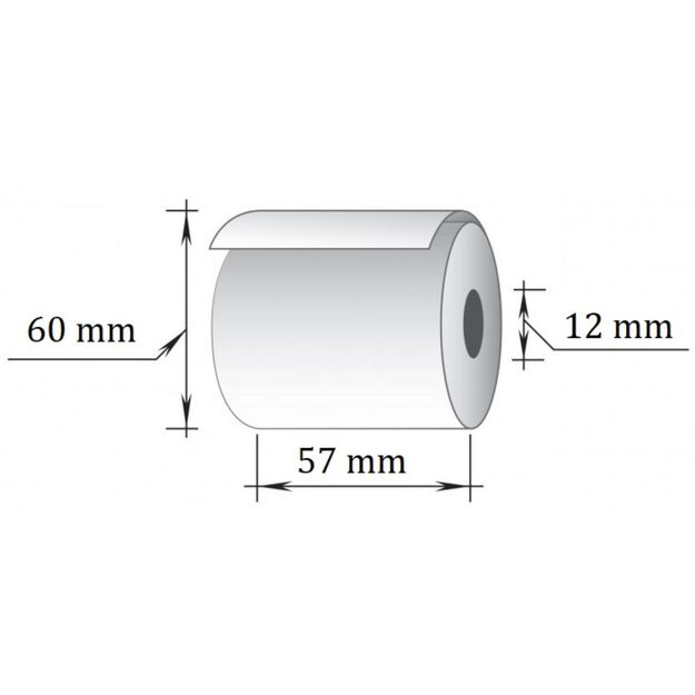 Terminė kasos juosta, 57 mm x 43 m/12 mm, 10 vnt/pak 3