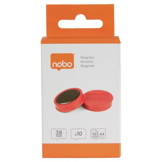 Baltosios lentos magnetai Nobo, 38mm, 10 vnt., raudonos spalvos 5