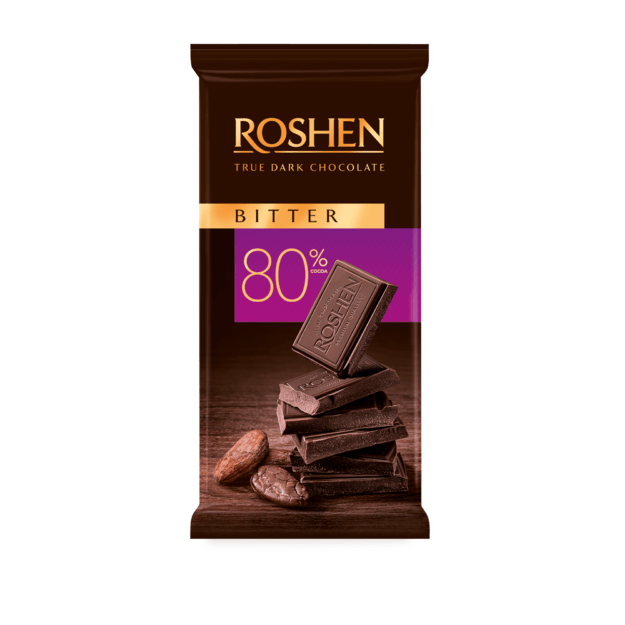 Juodasis &scaron;okoladas Roshen Bitter 80%, 85 g
