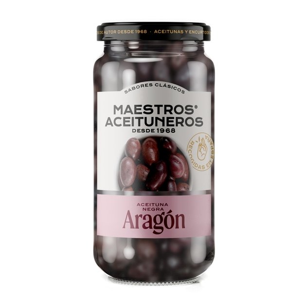 Juodosios alyvuogės Aragon MAESTROS ACEITUNEROS, su kauliuku, 200 g