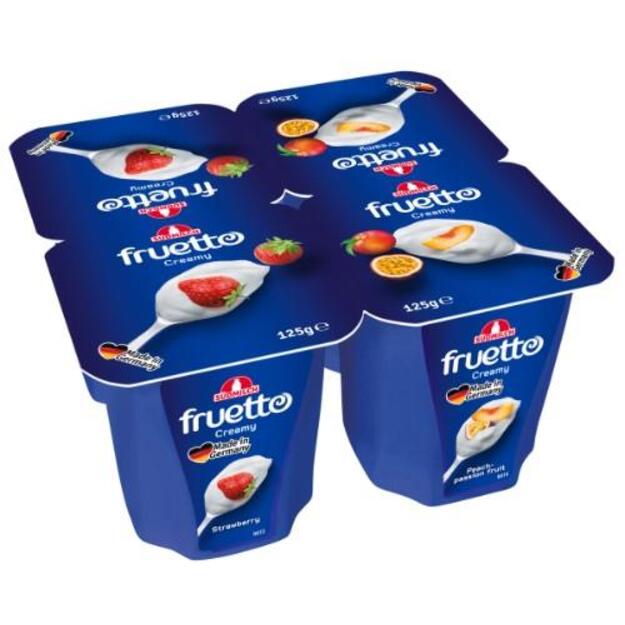 Rauginto pieno desertas FRUTO CREAMY, su bra&scaron;kėmis, persikais ir pasiflorais,125 g 4,7 % rieb