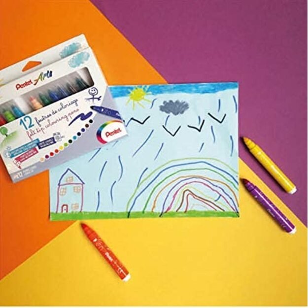 Stori flomasteriai PENTEL ARTS, 12 spalvų 2