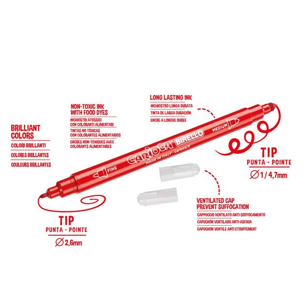 Flomasteriai CARIOCA BIRELLO, dvipusiai, 10 spalvų 1