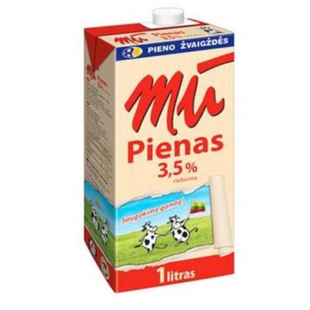 Pienas MŪ 3,5 % riebumo, 1 l