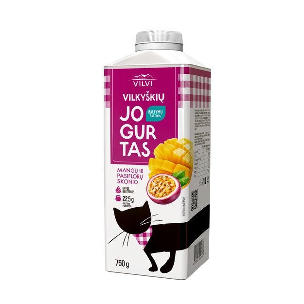 Jogurtas VILKY&Scaron;KIŲ, mangų ir pasiflorų skonio, 2 % riebumo, 750 ml, tetratop