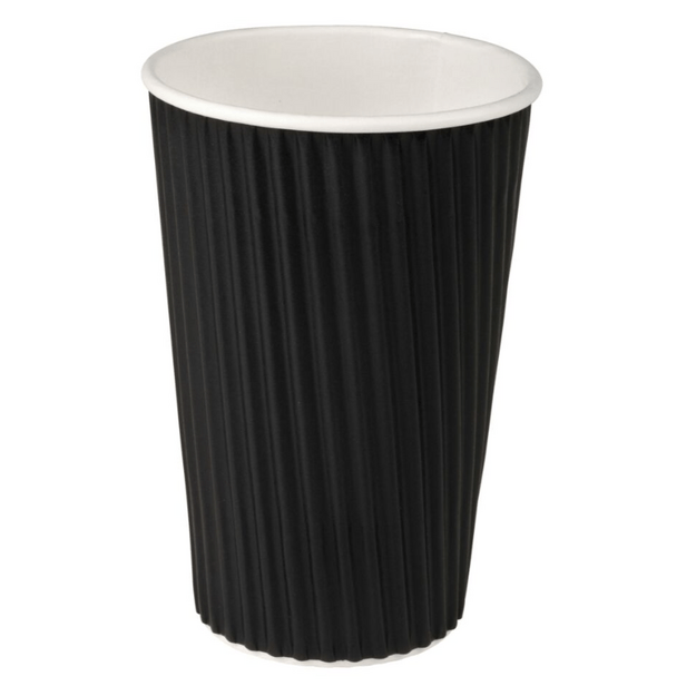 Vienkartinis puodelis RIPPLE Black, popierius/PE, 480 ml, D 90 x H 134 mm, 25 vnt