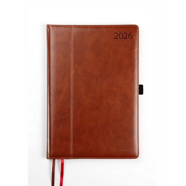 Kalendorius AMBASSADOR BLACK EDITION, 2026, PU, A5, ruda