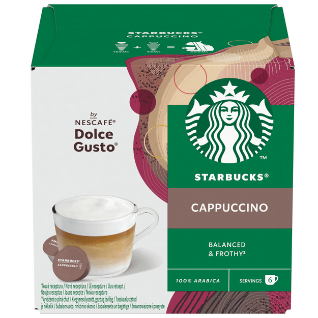 Kavos kapsulės STARBUCKS, Dolce Gusto Cappucino, 12 vnt, 120 g