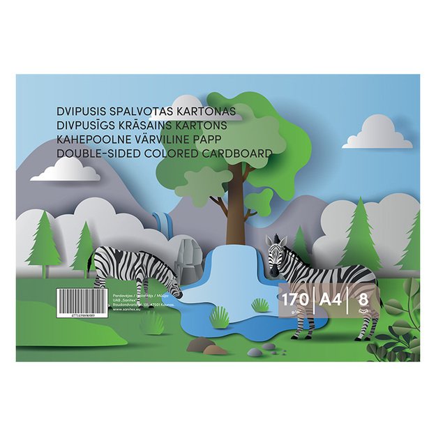 Dvipusis spalvotas kartonas , A4, 8 lapai, 170 g/m² 3