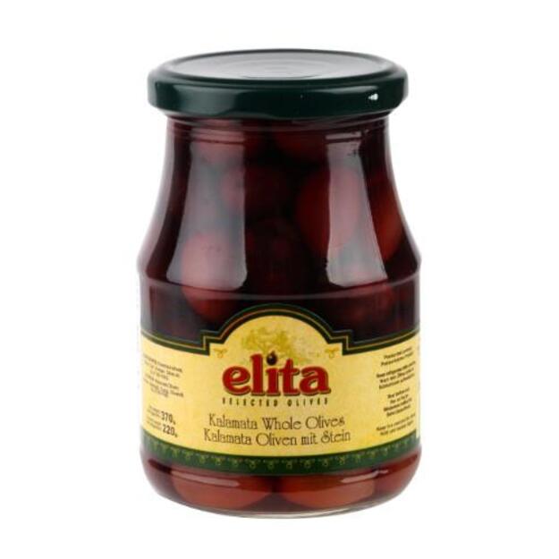 Alyvuogės ELITA Kalamata, su kauliukais, L dydis, 370 g/ 190 g